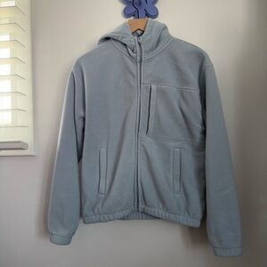 Aritzia 1 RARE Small TNA Polartec Fleece Full Zip Hoodie Sweatshirt Icy Blue
